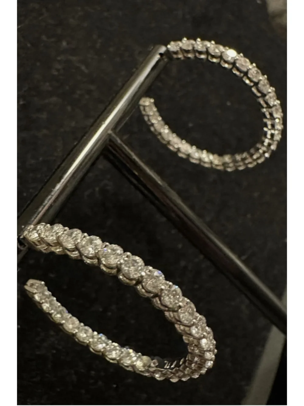 KJL Kenneth Jay Lane 1.5” InsideOut Hoop Earrings 52 Lg Stone Rhodium  Orig$200 - Picture 6 of 14